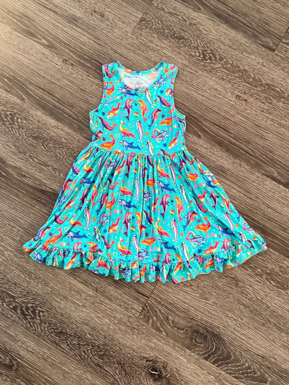 Posh Peanut x Lisa Frank Dancing Dolphins ruffled twirl dress